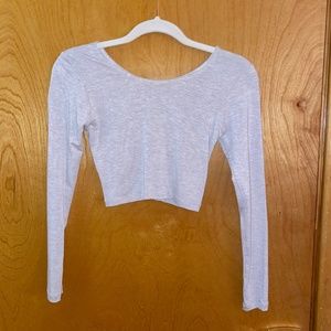 American Apparel Beige Long-Sleeve Crop Top